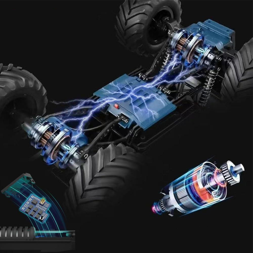 Large 4WD RC Car – Metal Shell Monster Truck with Headlights & Battery (Multi color) KidzlyKids