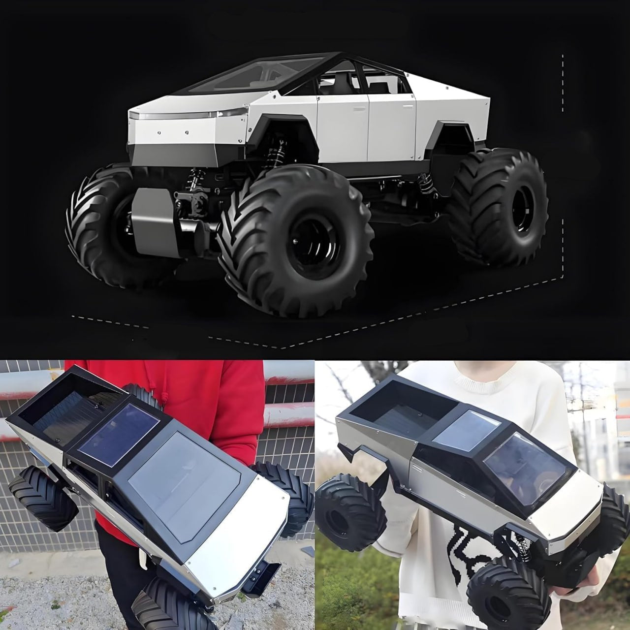 Large 4WD RC Car – Metal Shell Monster Truck with Headlights & Battery (Multi color) KidzlyKids