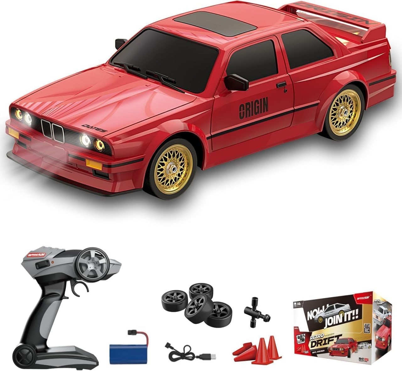 RC Drift Car – 30KM/H High-Speed 4WD with LED Lights & Battery (Multi color) KidzlyKids