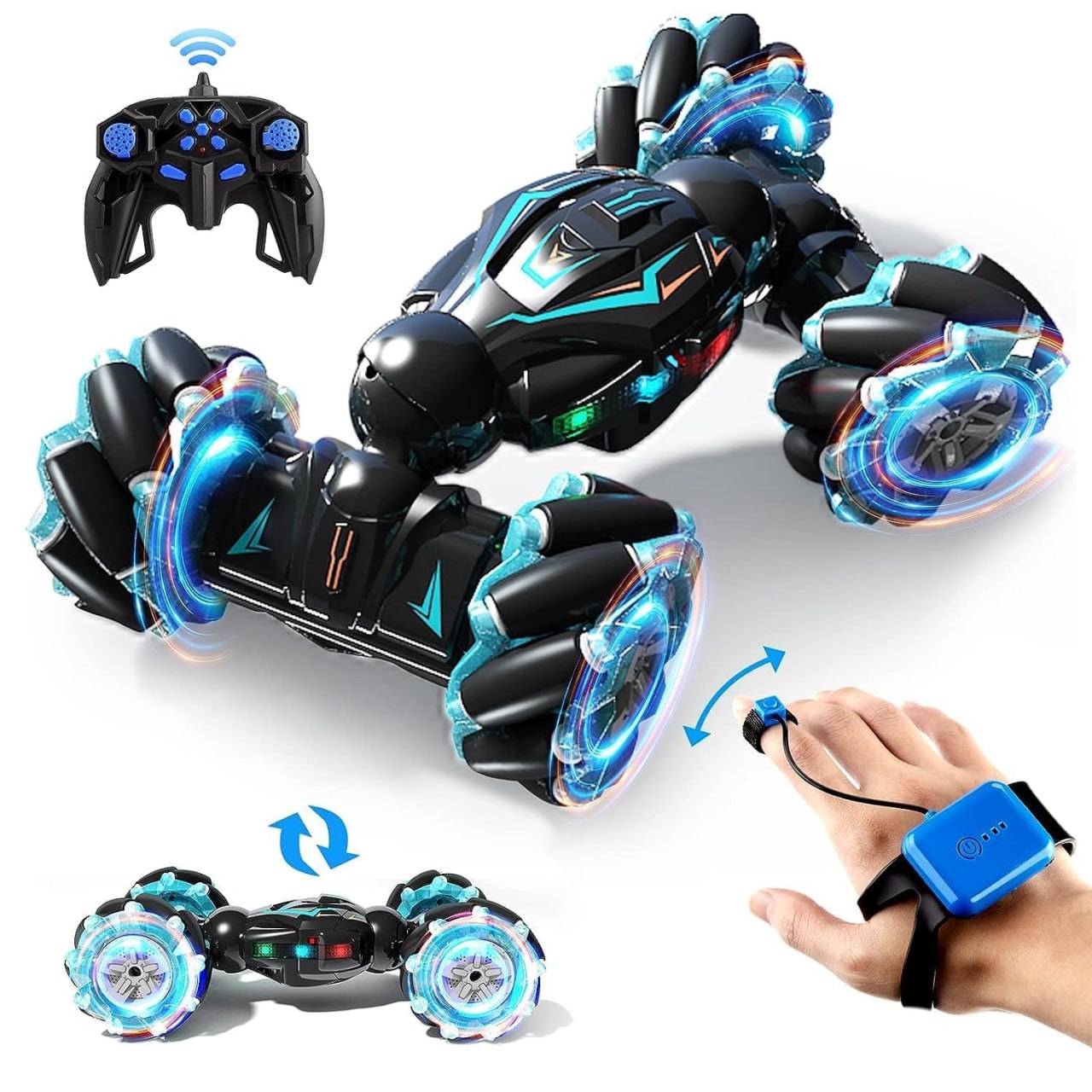 RC Stunt Car – 4WD 360° Flip Remote Toy with Lights & Music (Multicolor) KidzlyKids
