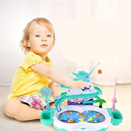 Magnetic Fishing Game Toy – Electronic Slideway Set with Music, Fish & Rods for Kids (Multicolor) KidzlyKids
