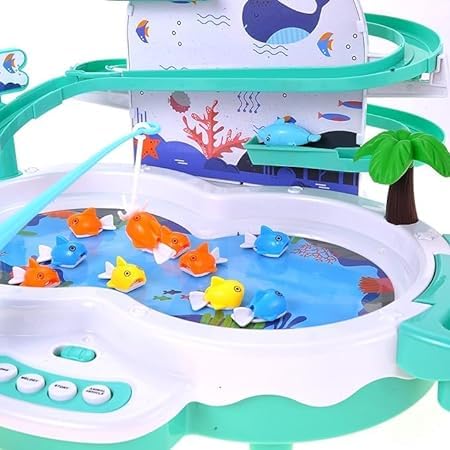 Magnetic Fishing Game Toy – Electronic Slideway Set with Music, Fish & Rods for Kids (Multicolor) KidzlyKids