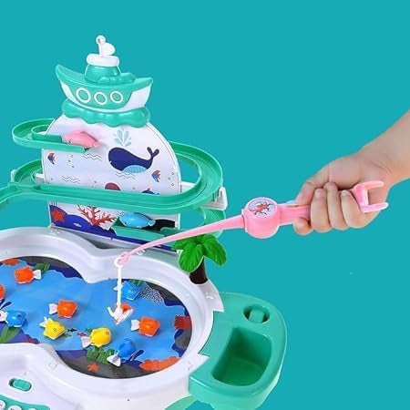 Magnetic Fishing Game Toy – Electronic Slideway Set with Music, Fish & Rods for Kids (Multicolor) KidzlyKids