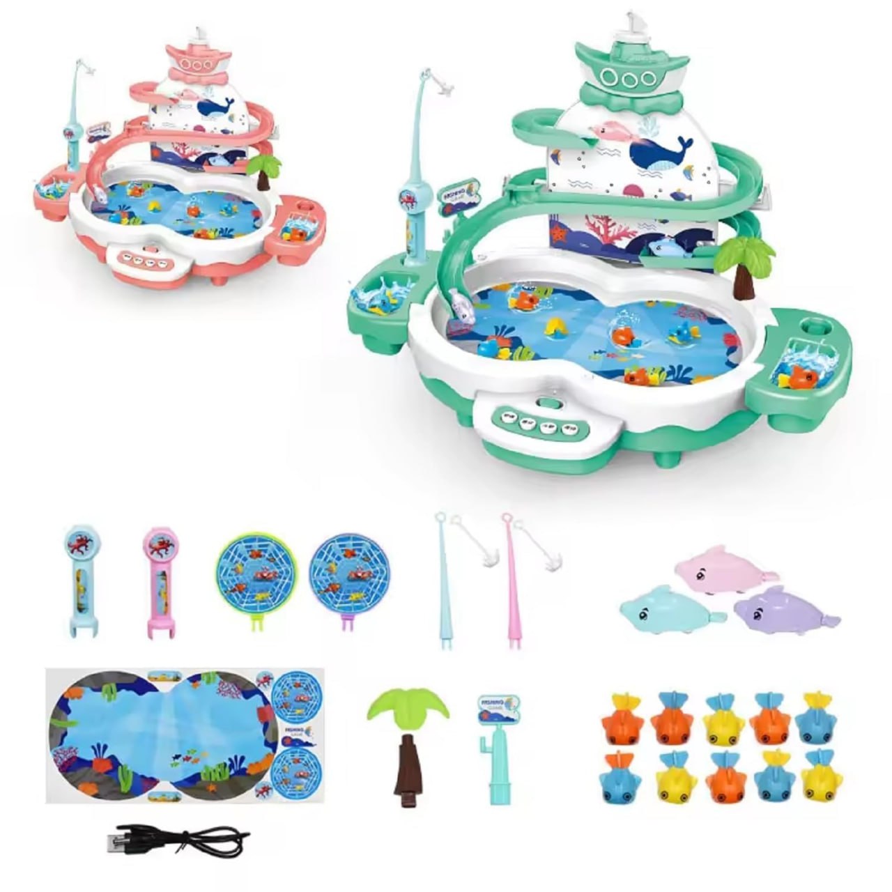 Magnetic Fishing Game Toy – Electronic Slideway Set with Music, Fish & Rods for Kids (Multicolor) KidzlyKids