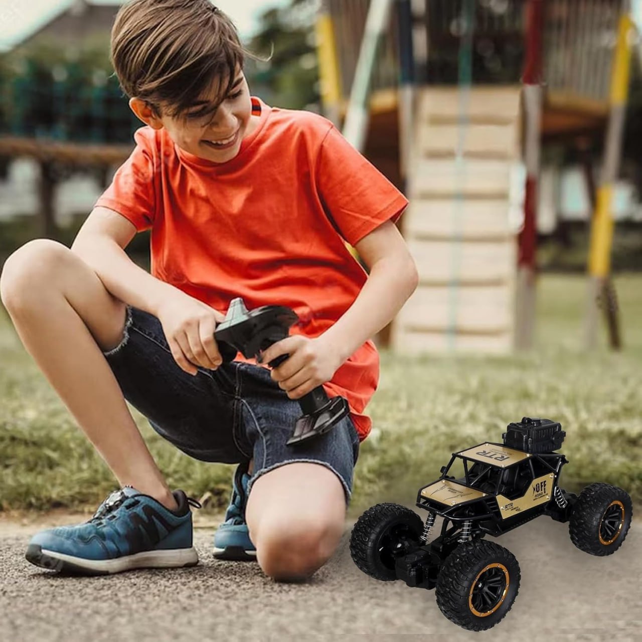 RC Rock Crawler – 2WD Off-Road Car with Mist Spray & High Speed (Multicolor) KidzlyKids