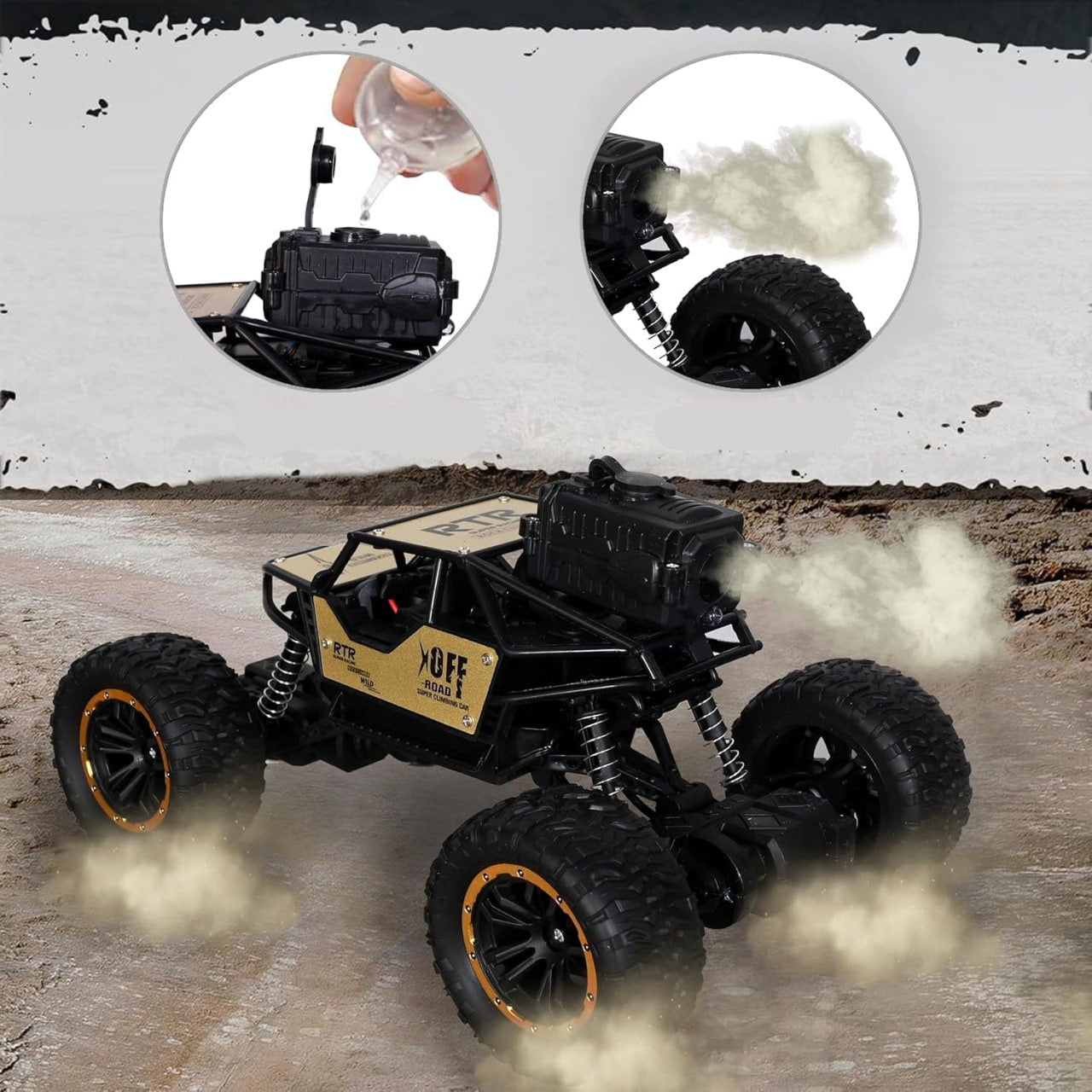 RC Rock Crawler – 2WD Off-Road Car with Mist Spray & High Speed (Multicolor) KidzlyKids