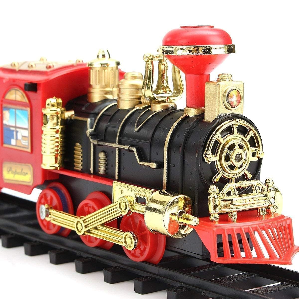Classic Battery-Operated Toy Train Set – Track, Smoke, Light & Sound for Kids (Vintage Style) KidzlyKids