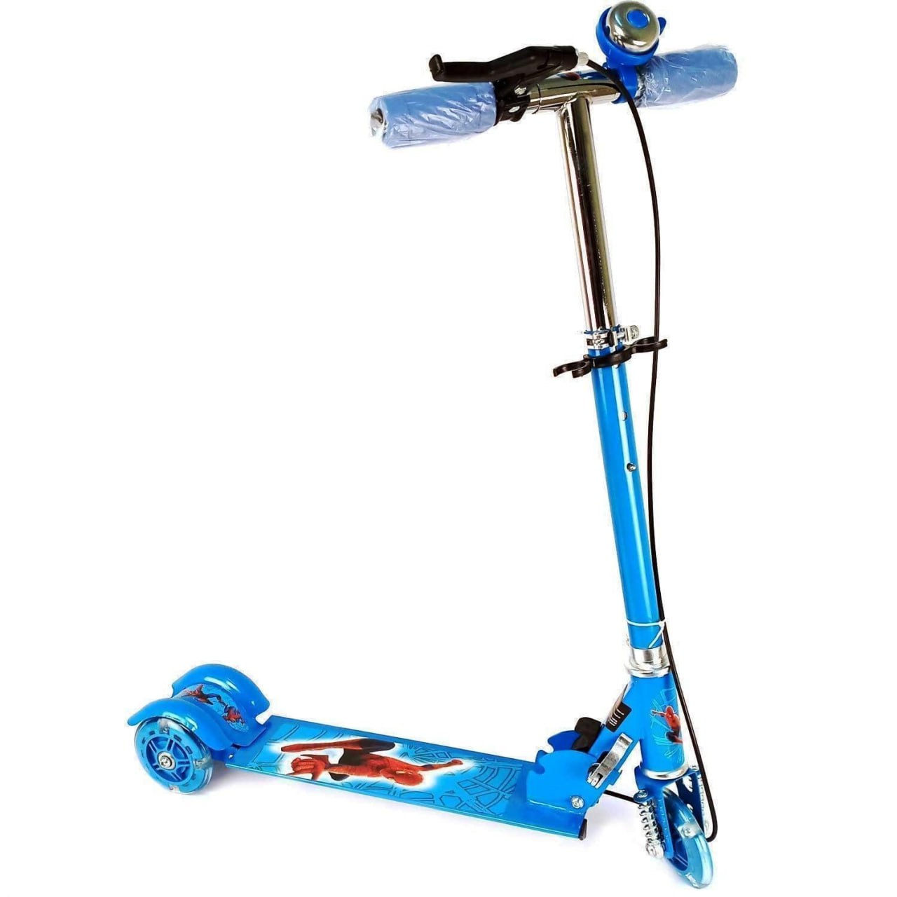 Foldable 3-Wheel Kick Scooter – Adjustable Handlebar, Brake, Bell & Light-Up Wheels KidzlyKids