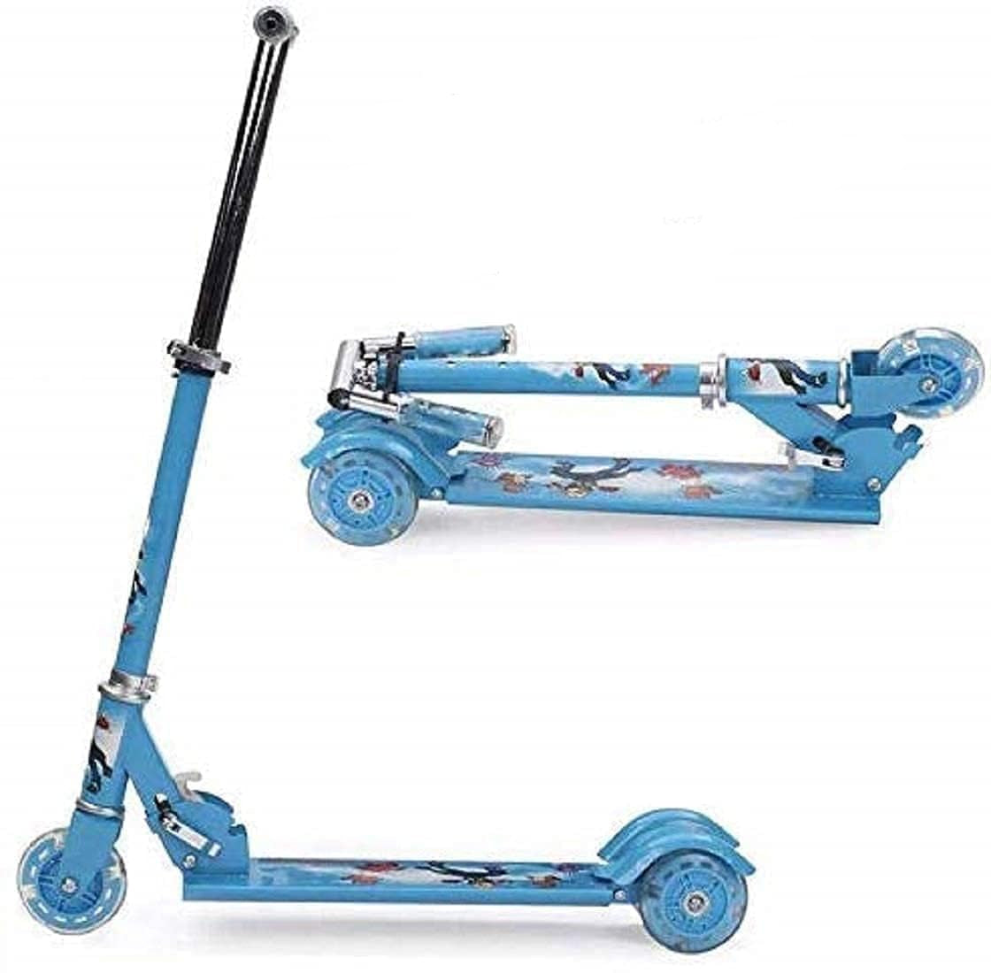 Foldable 3-Wheel Kick Scooter – Adjustable Handlebar, Brake, Bell & Light-Up Wheels KidzlyKids
