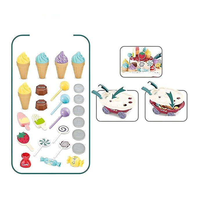 Ice Cream Toy Trolley Cart Play with Music and Lighting KidzlyKids