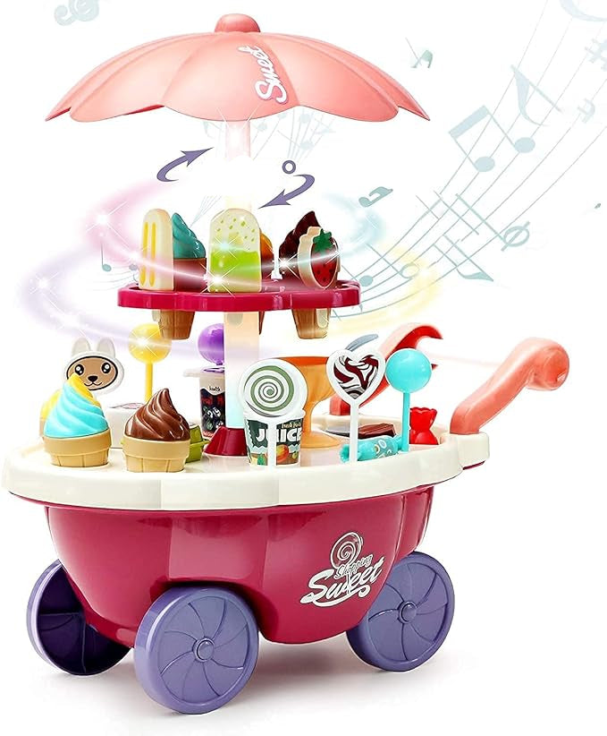 Ice Cream Toy Trolley Cart Play with Music and Lighting KidzlyKids