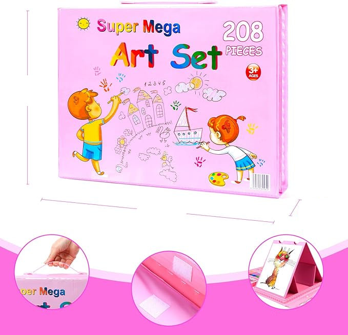 208-Piece Professional Art Set – Drawing Kit with Easel for Kids & Artists KidzlyKids