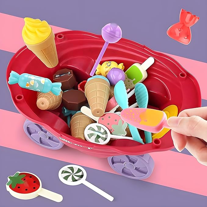 Ice Cream Toy Trolley Cart Play with Music and Lighting KidzlyKids