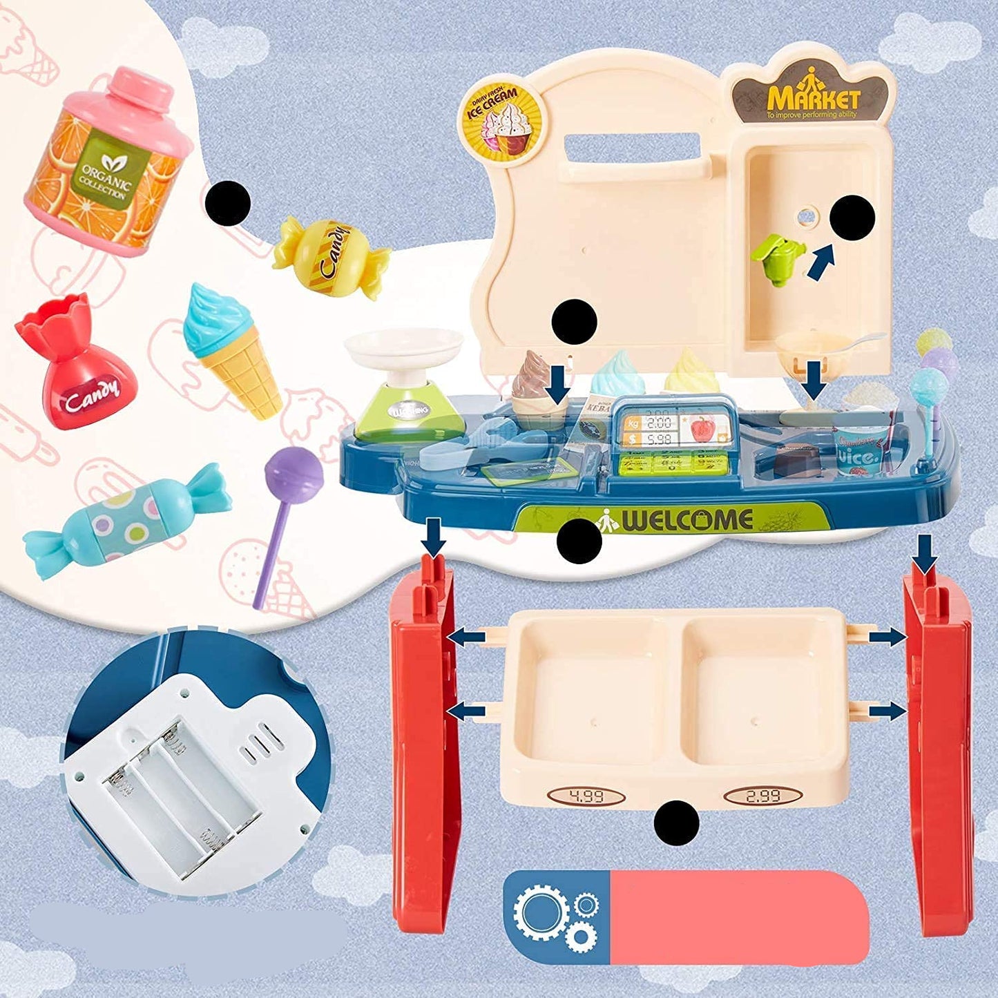Small Size Supermarket with Sound Effects for Girls & Boys KidzlyKids