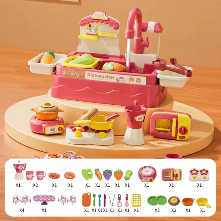 Running Tap Home Kitchen Sink - Electric Dishwasher Set for Kids KidzlyKids