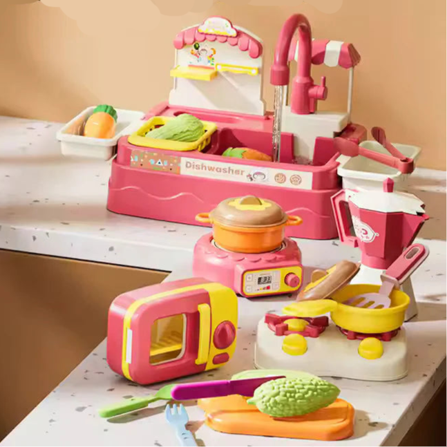 Running Tap Home Kitchen Sink - Electric Dishwasher Set for Kids KidzlyKids