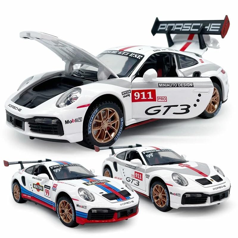Porsche 911 Diecast Model Car – Pull Back Toy with Light & Sound KidzlyKids