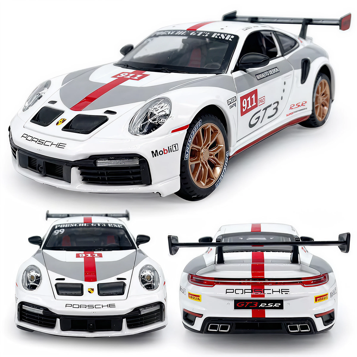 Porsche 911 Diecast Model Car – Pull Back Toy with Light & Sound KidzlyKids