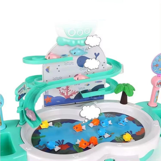 Magnetic Fishing Game Toy – Electronic Slideway Set with Music, Fish & Rods for Kids (Multicolor) KidzlyKids