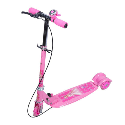 Foldable 3-Wheel Kick Scooter – Adjustable Handlebar, Brake, Bell & Light-Up Wheels KidzlyKids