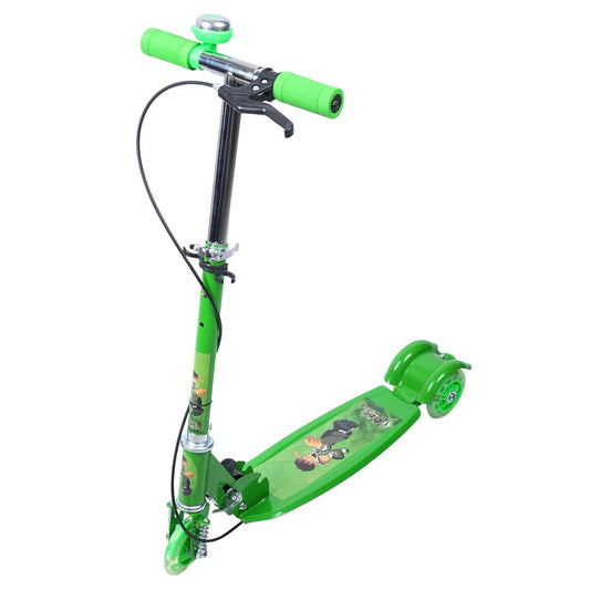 Foldable 3-Wheel Kick Scooter – Adjustable Handlebar, Brake, Bell & Light-Up Wheels KidzlyKids