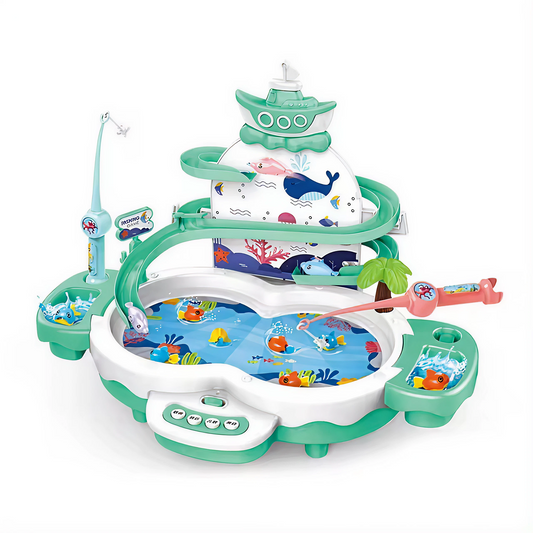 Magnetic Fishing Game Toy – Electronic Slideway Set with Music, Fish & Rods for Kids (Multicolor) KidzlyKids