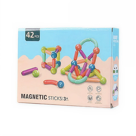 42-Piece Magnetic Building Set – Colorful Sticks & Balls for Kids KidzlyKids