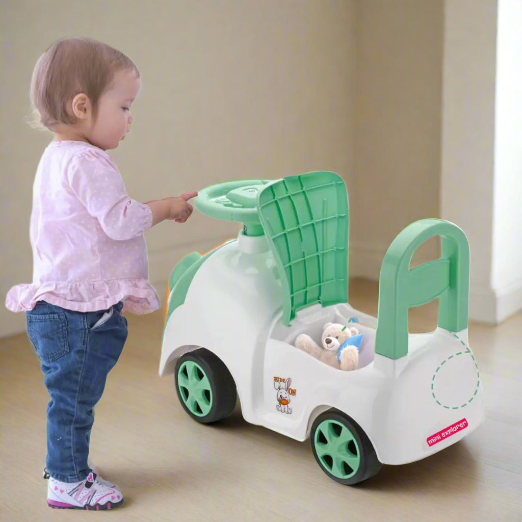 Rabbit Ride-On Toy with Lights, Music & Storage KidzlyKids