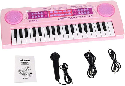 37-Key Kids Electronic Piano – Rechargeable Musical Keyboard with Mic (Pink) KidzlyKids