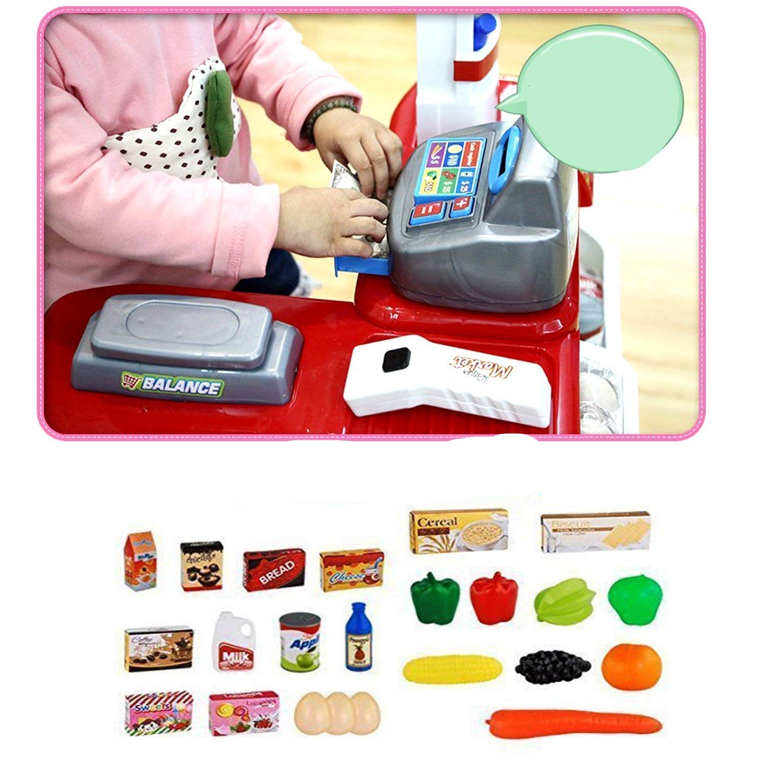 Big Size Supermarket kit for Kids Toys with Shopping cart and Sound Effects Kitchen Set KidzlyKids