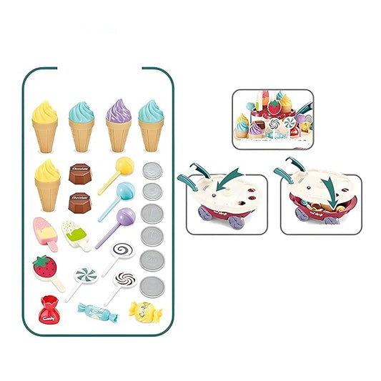 Ice Cream Toy Trolley Cart Play with Music and Lighting KidzlyKids