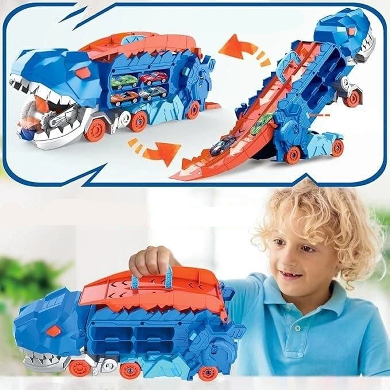 Dinosaur Car Track Set with 6 Cars KidzlyKids